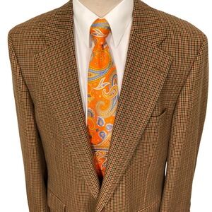 Paul Stuart Blazer Mens 44L Brown Houndstooth SB Edward Wool Cashmere Canada